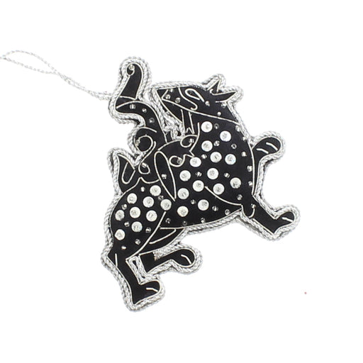 Dark velvet Maeshowe Dragon decoration with silver beading - Image
