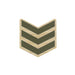 A wooden chevron magnet featuring three horizontal olive green chevron stripes on a light natural wood background. - Image