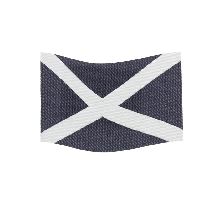A rectangular fabric patch featuring the Scottish Saltire Flag design - Image