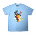 Light blue t-shirt with a graphic design of Monty Python's Holy Grail on a white background - Image