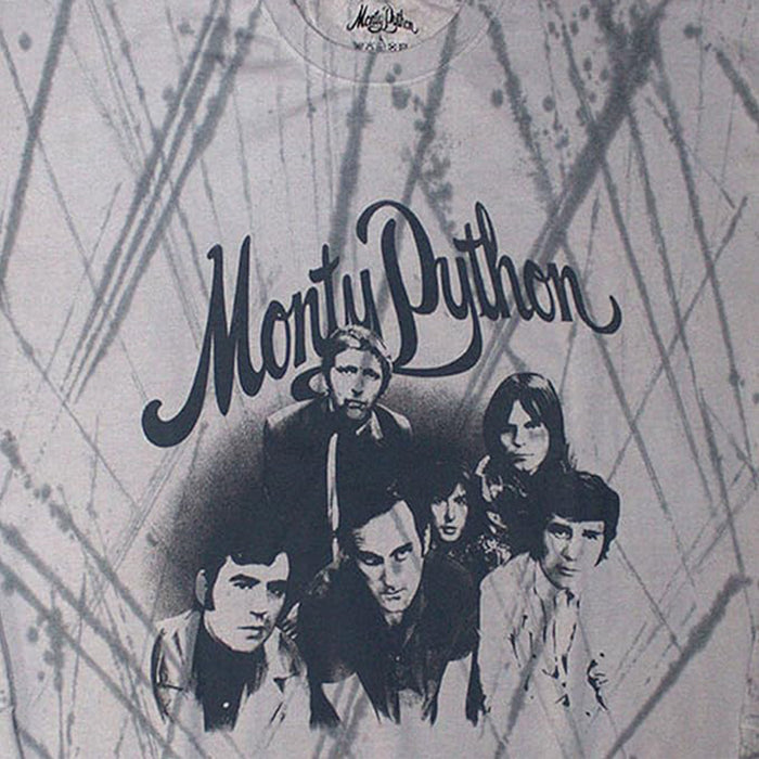 Motif with Monty Python logo and black and white photo of the group members on a grey sweatshirt - Image