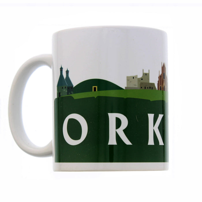 Mug with a design of a landscape and the word 'Orkney' on a white background - Image