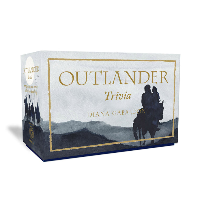 Outlander trivia card game packaging with silhouette design on a white background - Image