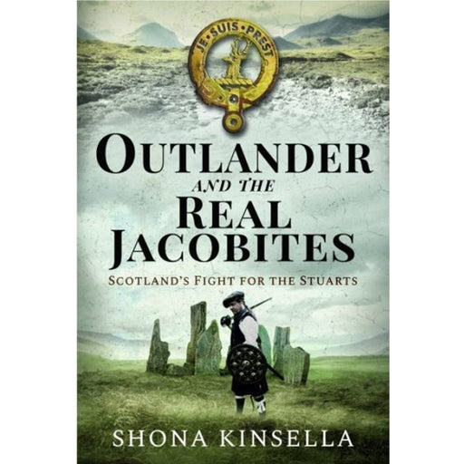 Book cover of 'Outlander and the Real Jacobites' with a historical figure and landscape. - Image