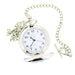Silver pocket watch with chain on a white background - Image