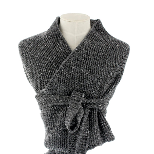 Gray knitted shawl on a mannequin against a white background - Image