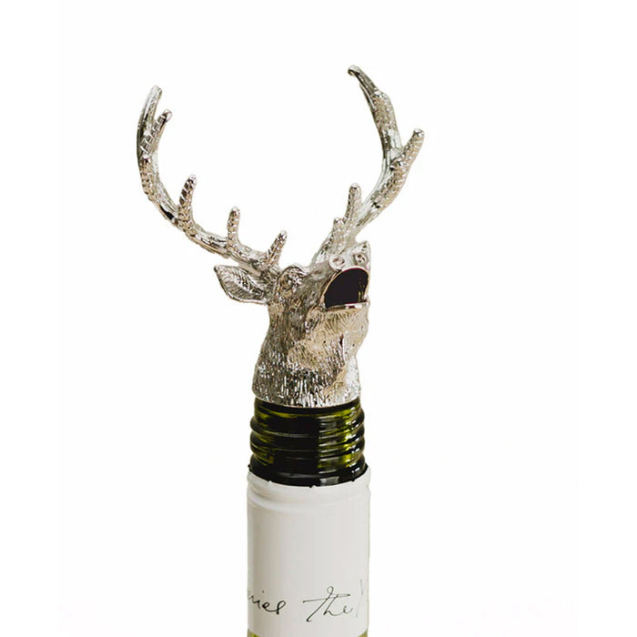 Decorative deer head bottle pourer on a white background - Image