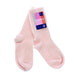 Pair of pink ribbed cashmere socks on a white background - Image