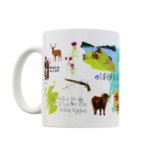Mug with Scottish-themed illustrations on a white background - Image