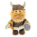 Plush toy resembling a Viking character with a helmet, axe, and shield on a white background - Image