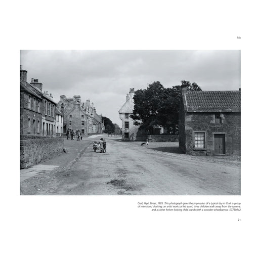 Grayscale photograph of an old rural Scottish town  - Image