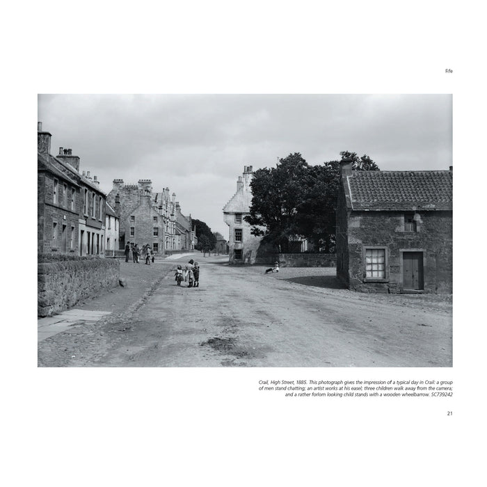 Grayscale photograph of an old rural Scottish town  - Image