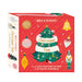 Box for a build and decorate Christmas tree kit with festive design and text on a red background. - Image