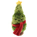 A plush Christmas tree toy with shaggy green fur, a red scarf, and a yellow star on top, shown against a plain white background. - Image