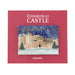 An Edinburgh Castle themed refrigerator magnet displayed on its red backing card, which features the text 'EDINBURGH CASTLE' and 'MAGNET'. The magnet itself depicts a snowy night scene of the castle with a Ferris wheel. - Image