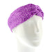 White mannequin head shows a tulip print headband in lilac and white 