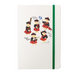 Soft White note pad with green closure strap features 5 teddy bears dressed in Highland dress. 