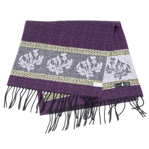 Thistle scarf in purple and grey