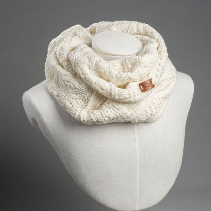 Aran cable knit snood - cream