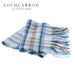 Princess Diana Cashmere tartan scarf features a blue base with grey and red stripes