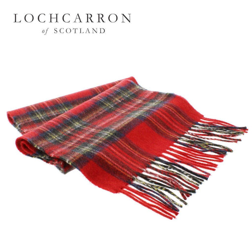 Stewart Royal Modern Tartan in red check with green and white, folded. 