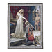 Accolade decorative wall tapestry showing a medieval Queen knighting a squire