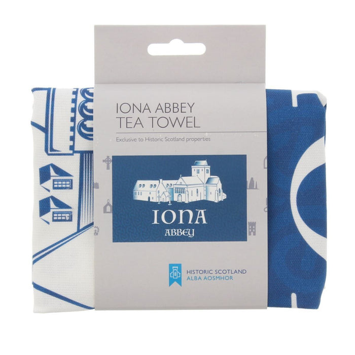 Iona Abbey tea towel folded in packaging