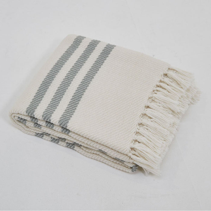 Recycled striped grey throw