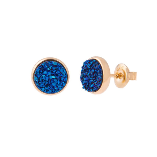 Elara Gold Stud Earrings Blue