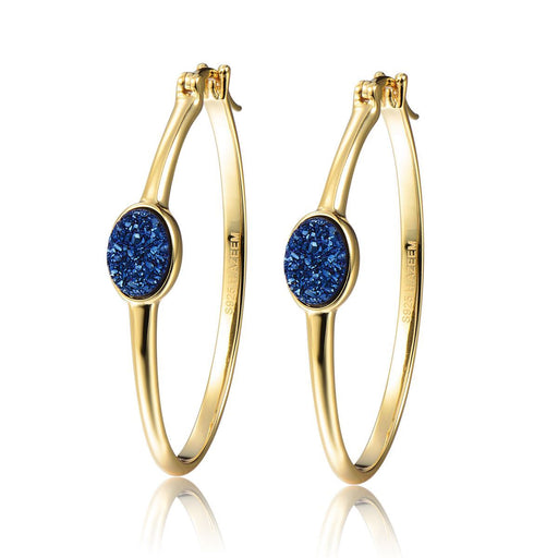 Gold Elara Blue Hoop Earrings