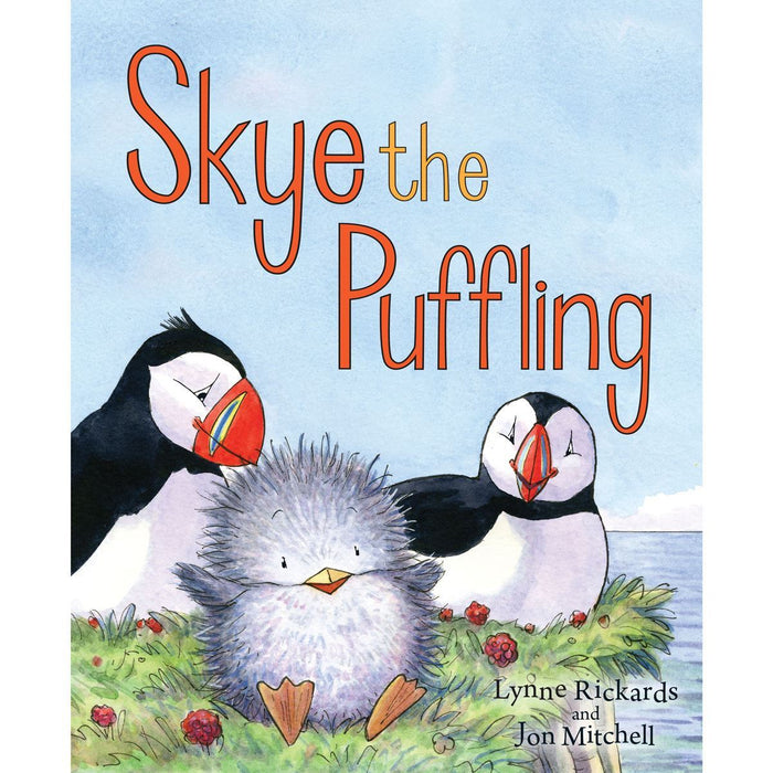 Skye the Puffling book cover with illustration of puffins