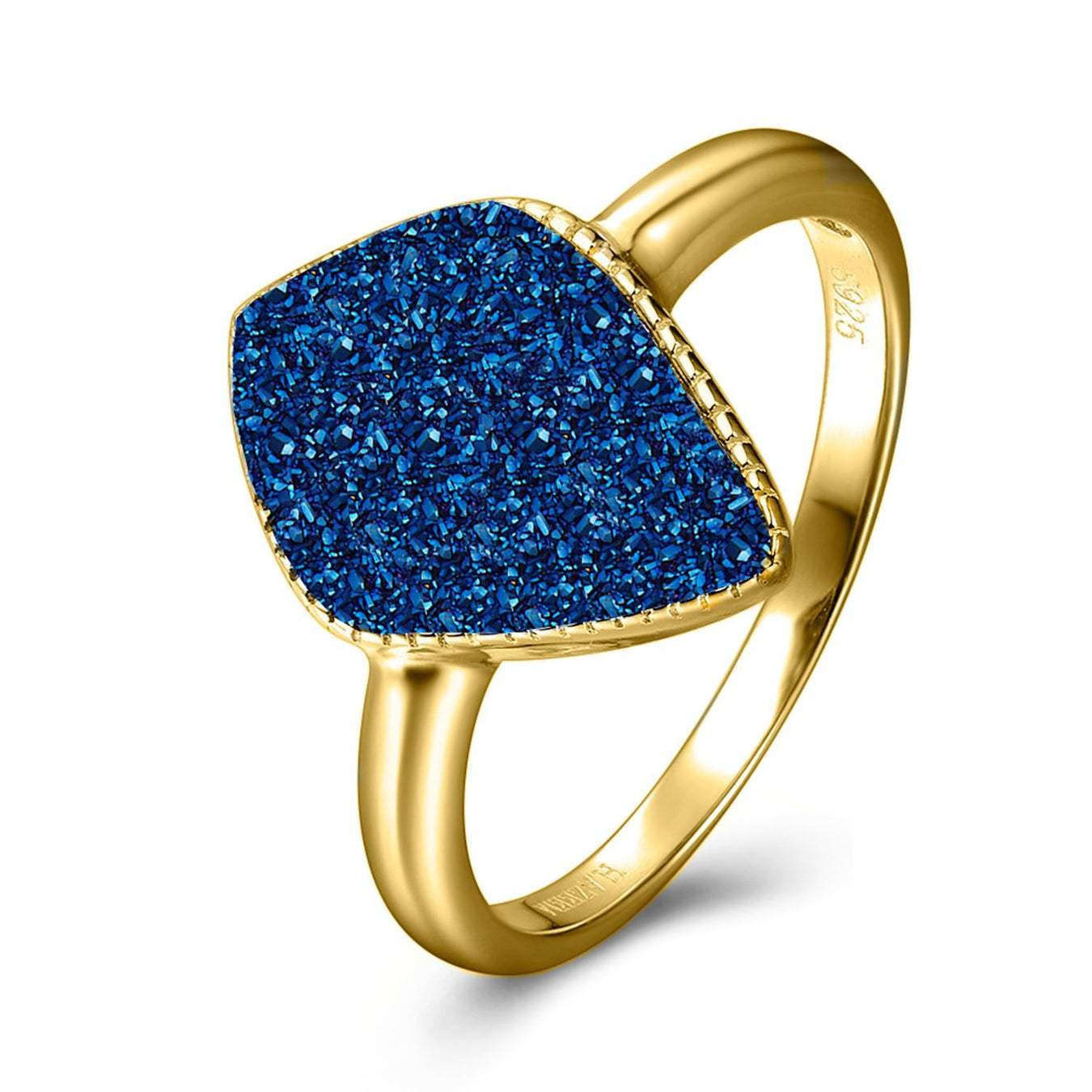 Elara Star Gold Ring Rose with blue druzy - Image