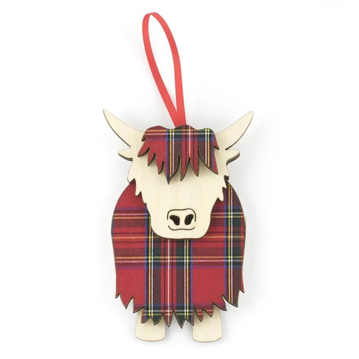 Tartan Highland Cow Decoration — Historic Scotland Shop