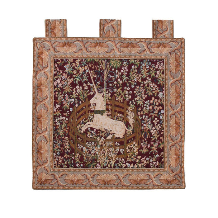 the Captive Unicorn Tapestry in red