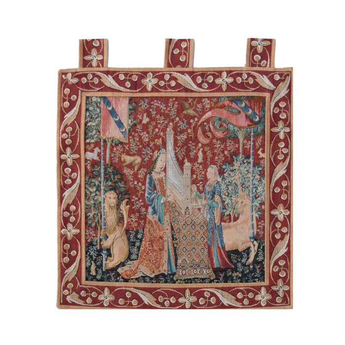 The Lady and the Unicorn Sense of Hearing Tapestry with harp