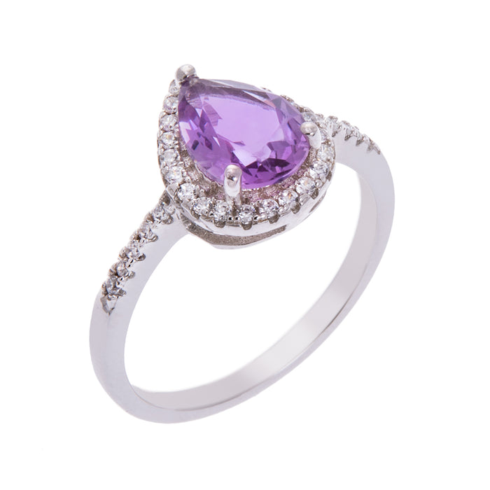 Sterling Silver Amethyst Ring with cubic zirconia