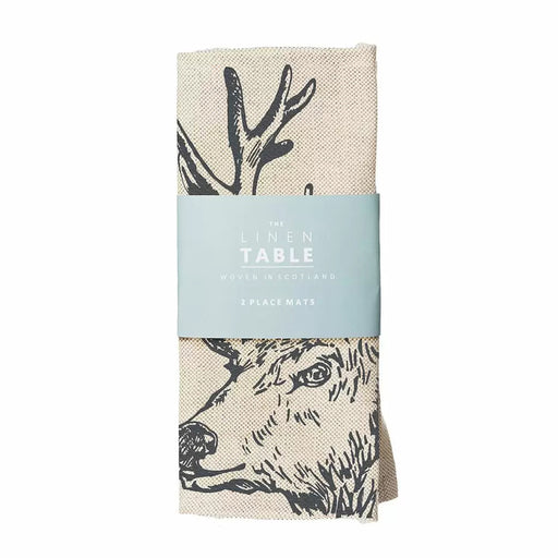 2 linen stag placemats packaging