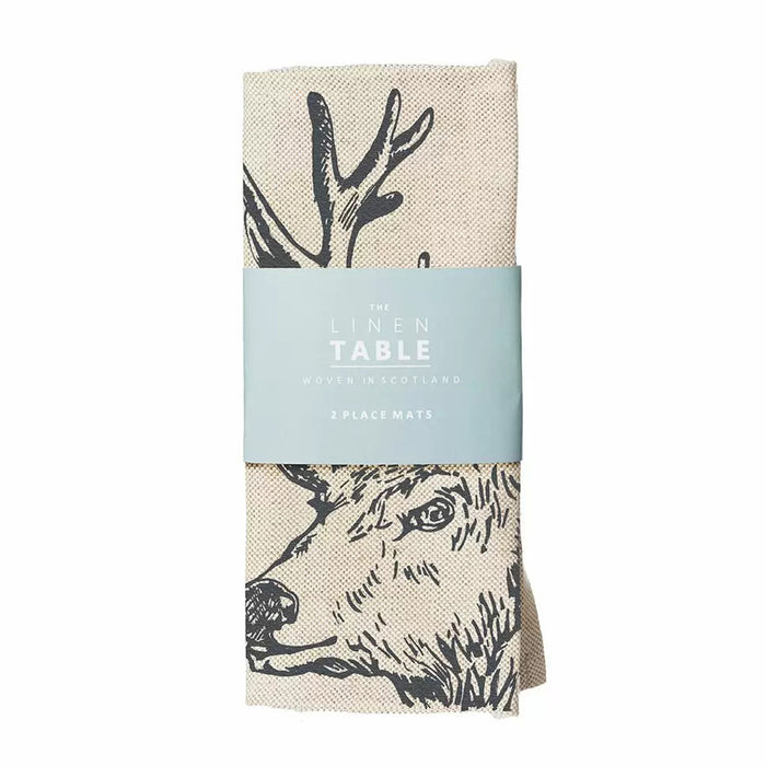 2 linen stag placemats packaging