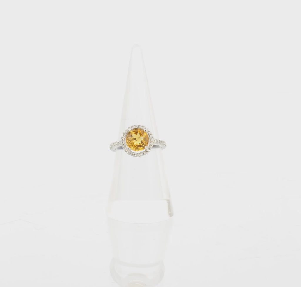 royal citrine silver ring 360 rotation to show all sides