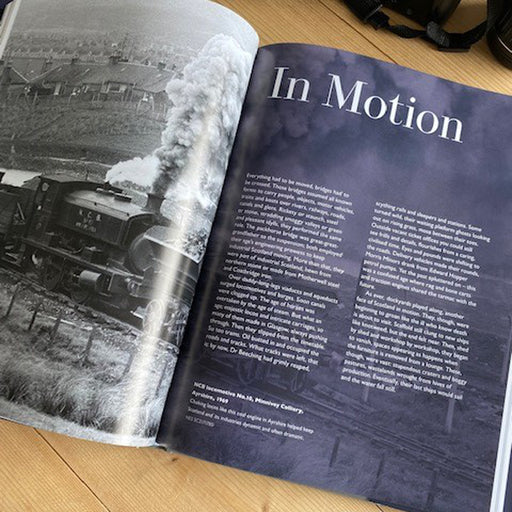 Inside page spread entitled "In Motion" of A Life Of Industry: The photography of John R Hume