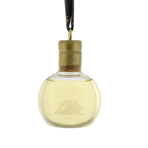 Glass bauble filled with whisky and with Edinburgh Castle logo