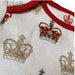 close up of Royal Crown Babygrow with crown design