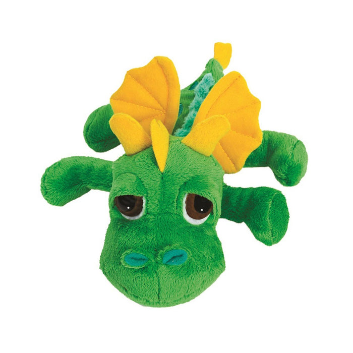 Green dragon soft toy with yellow wings medium