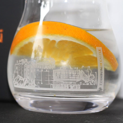 Close up Edinburgh Castle Gin Mixer Glass