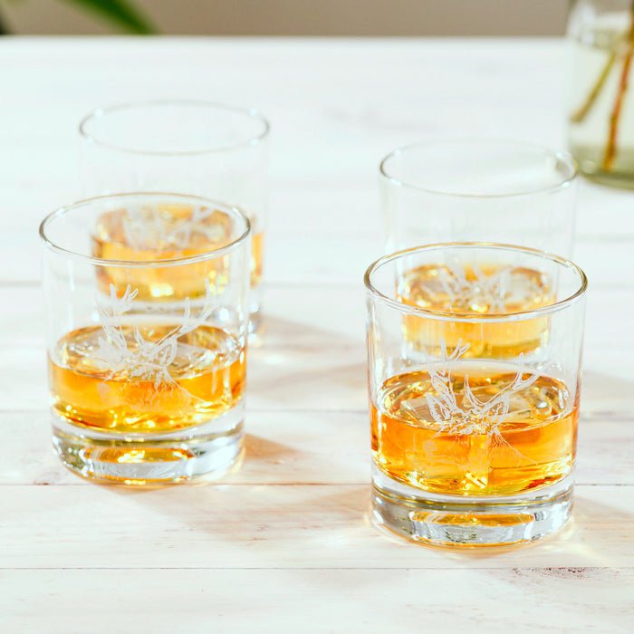Set of 4 Stag Tumblers with whisky in
