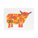 Autumn Highland Cow Tablemat shown flat with orange yellow and red leafy cow design