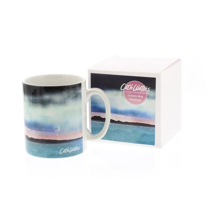 cath waters coffee mug with Edinburgh skyline design and gift box