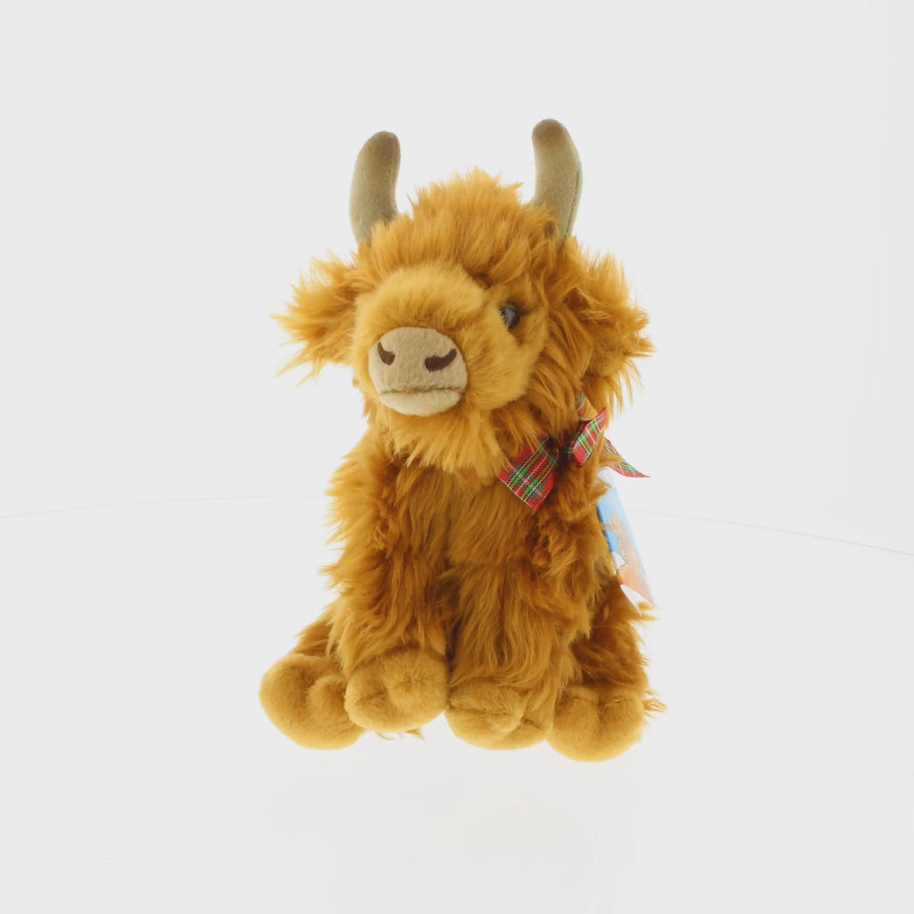 360 rotating view of highland calf small soft toy