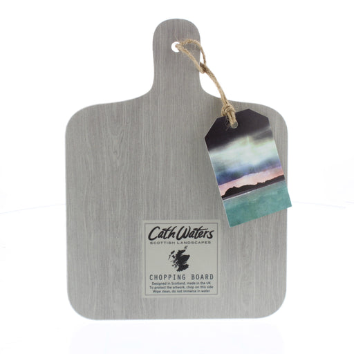 mini chopping board with reverse cutting side in light grey wood colour