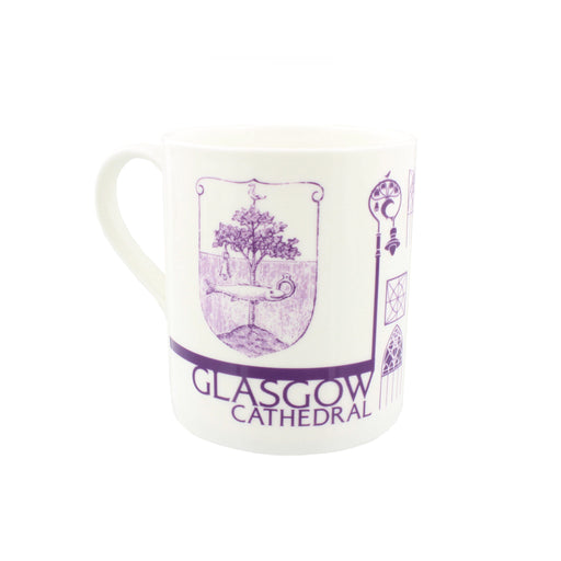 Glasgow Cathedral Espresso Mug white with purple illustration